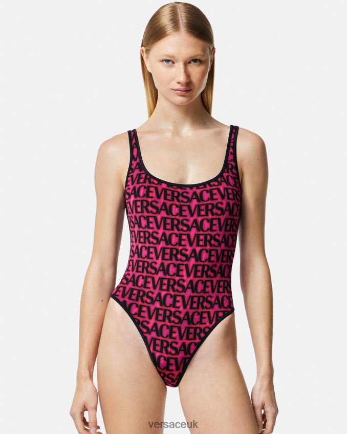 Women Versace Reversible Allover Swimsuit 6D2D061170 Fuchsia & Print Underwear & Beachwear