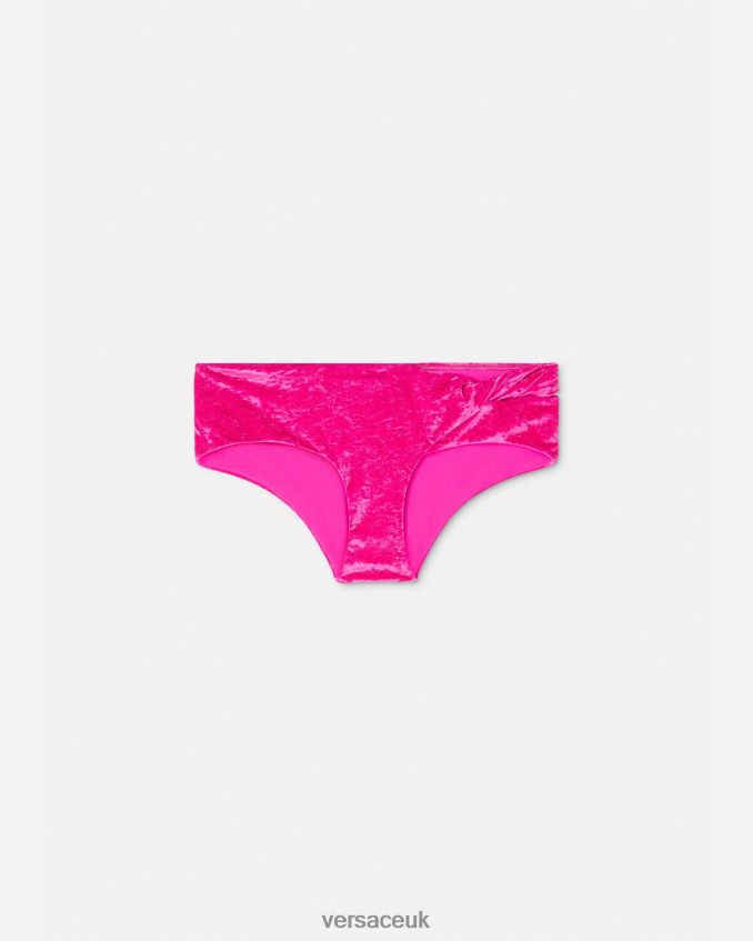 Women Versace Rolled Velvet Bikini Briefs 6D2D061174 Fuchsia Underwear & Beachwear