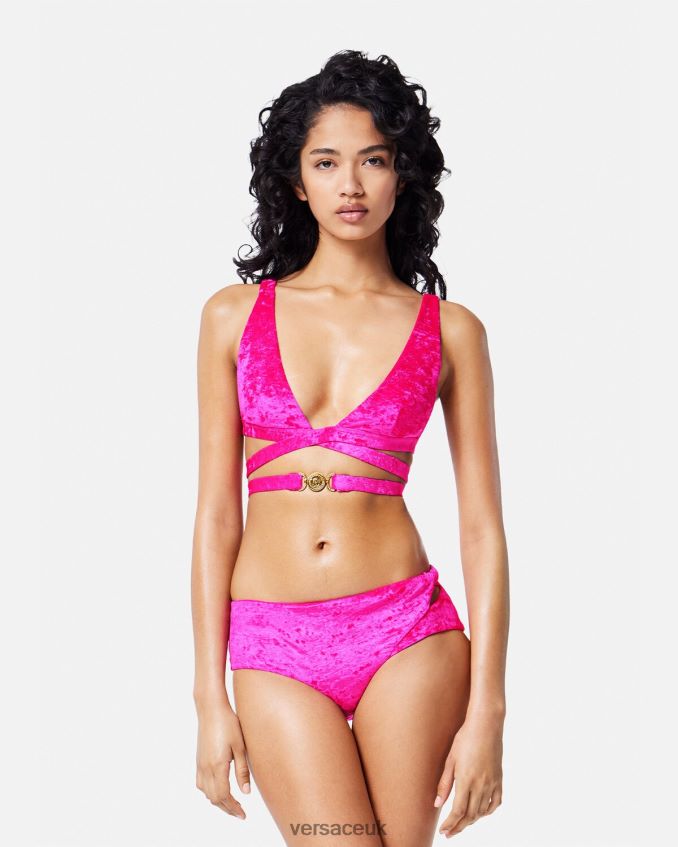 Women Versace Rolled Velvet Bikini Briefs 6D2D061174 Fuchsia Underwear & Beachwear