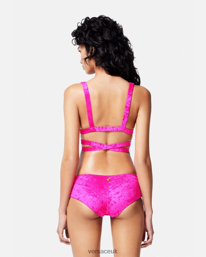 Women Versace Rolled Velvet Bikini Briefs 6D2D061174 Fuchsia Underwear & Beachwear