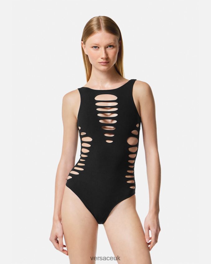Women Versace Slashed One-Piece Swimsuit 6D2D061185 Black Underwear & Beachwear