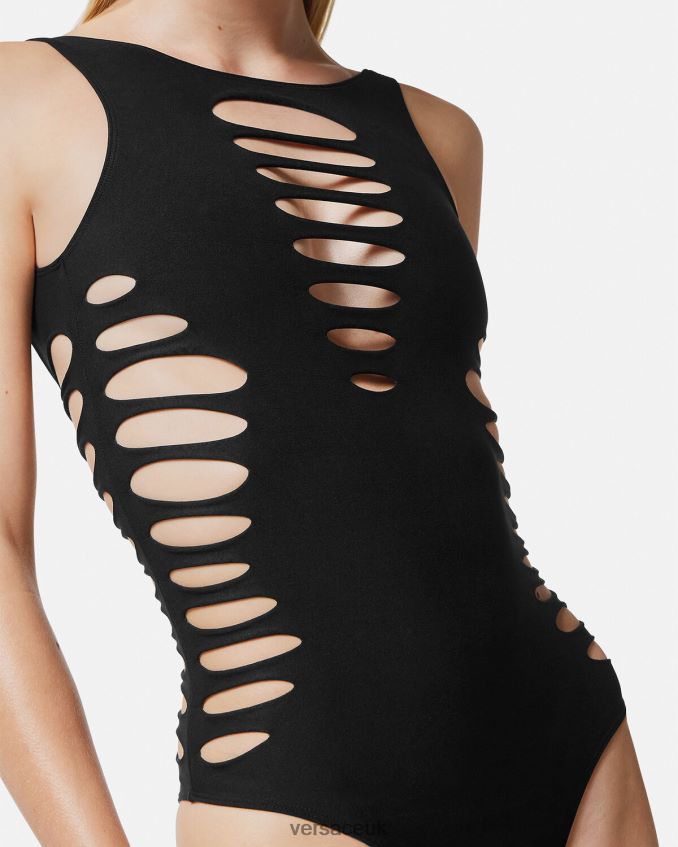 Women Versace Slashed One-Piece Swimsuit 6D2D061185 Black Underwear & Beachwear
